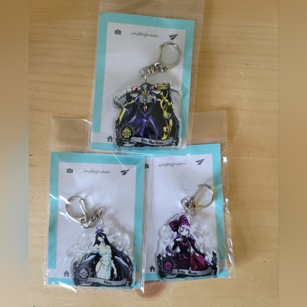 3 Overlord Keychain Ainz Ooal Gown Albedo Shalltear‎ Bloodfallen